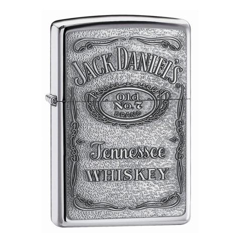 Zippo High Polished Chrome Lighter Jack Daniels Label