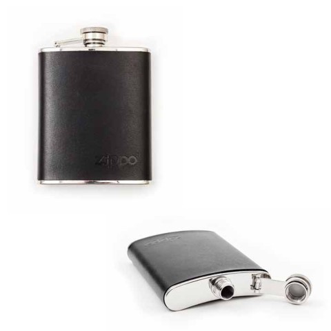 Zippo Hip Flask, Leather Wrapped