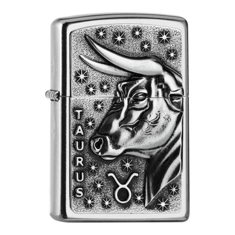Zippo Lighter Street Chrome PL 207 TAURUS Tierkr V19 Embl