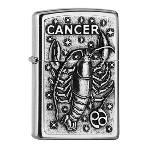 Zippo Lighter Street Chrome PL 207 CANCER Tierkr V19 Embl