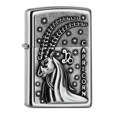 Zippo Lighter Street Chrome PL 207 CAPRICORN Tierkr V19