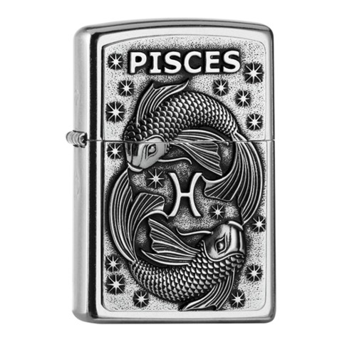 Zippo Lighter Street Chrome PL 207 PISCES Tierkr V19 Emb