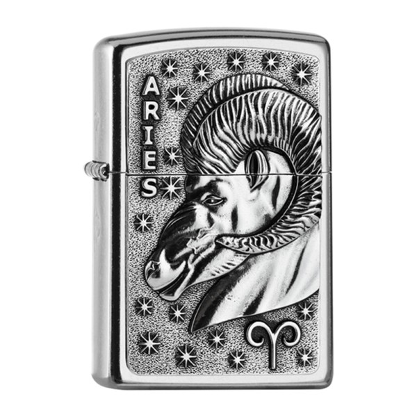 Zippo Lighter Street Chrome PL 207 ARIES Tierkr...