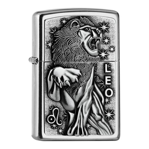 Zippo Lighter Street Chrome PL 207 LEO Tierkreis V19 Emb