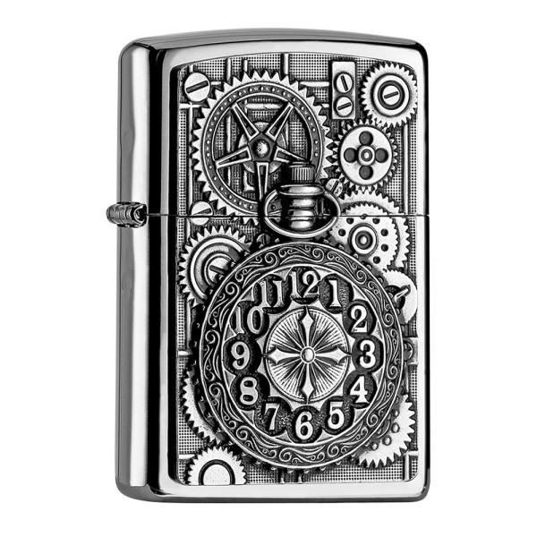 Zippo Lighter High Polish Chrome Pocket Watch