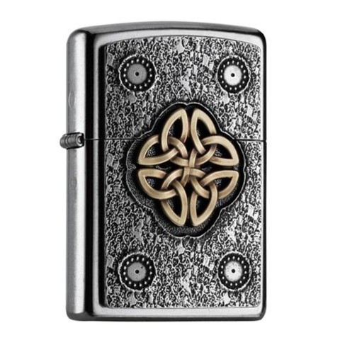 Zippo Lighter Brushed Chrome Celtic Knot