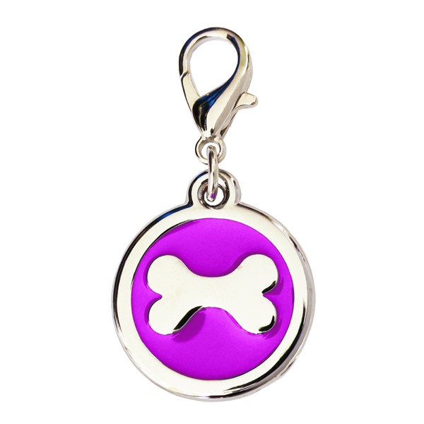 Enamelled Metal Pet Tag Bone Inlay Round 25mm