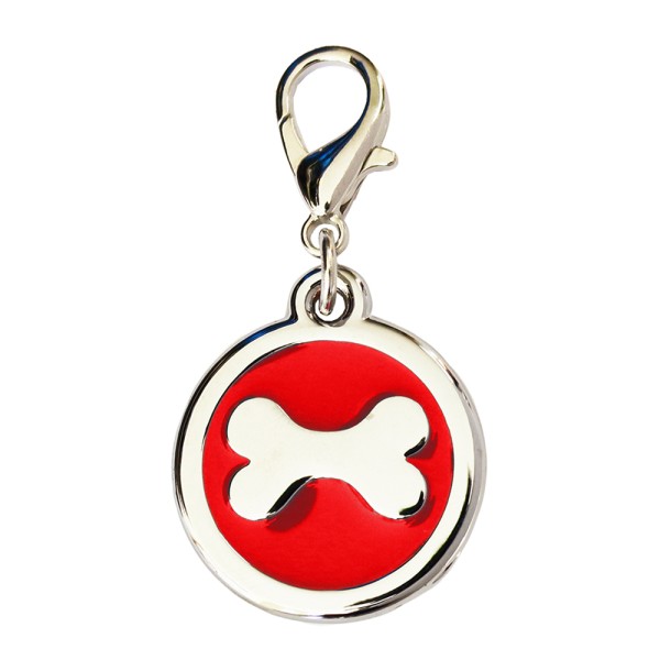 Enamelled Metal Pet Tag Bone Inlay Round 25mm