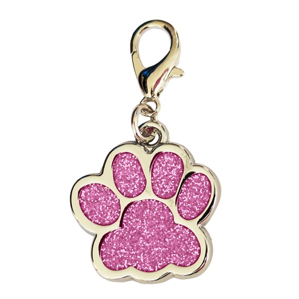 Glitter Metal Pet Tag Paw Print Inlay 25mm