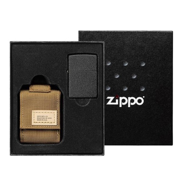 Zippo Tan Pouch and Lighter Gift Set