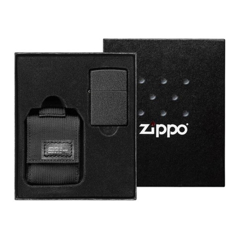 Zippo Black Pouch and Lighter Gift Set