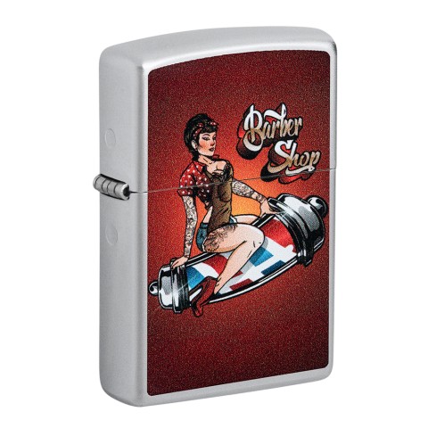 Zippo Lighter Barber Shop Pin-up Design