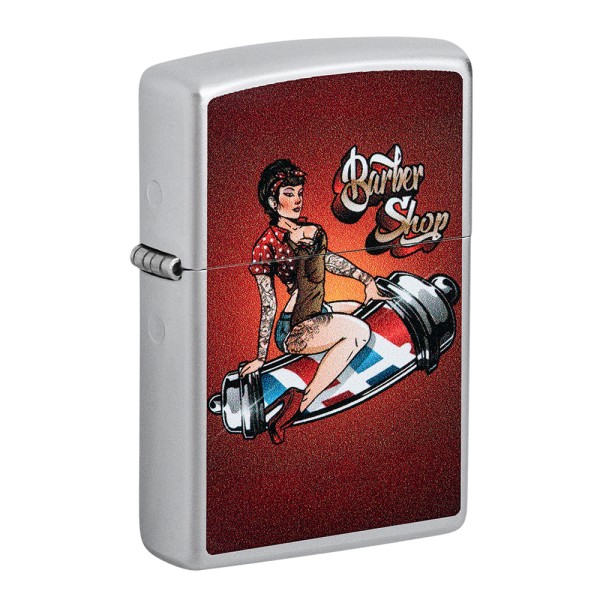 Zippo Lighter Barber Shop Pin-up Design