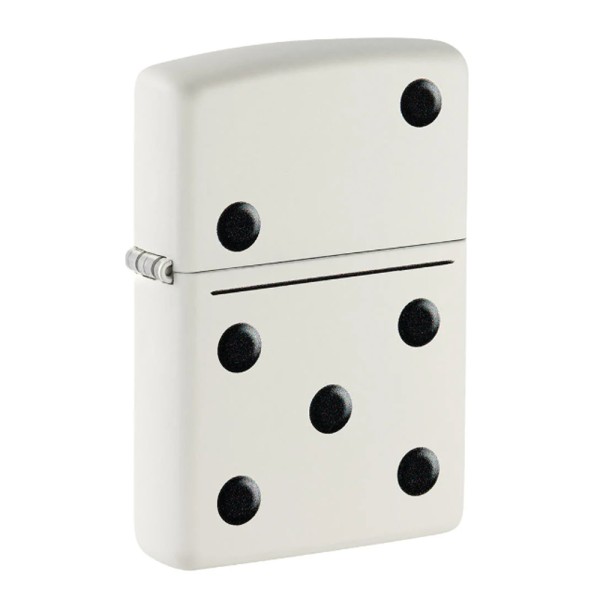 Zippo Lighter White Matte Dominos Design