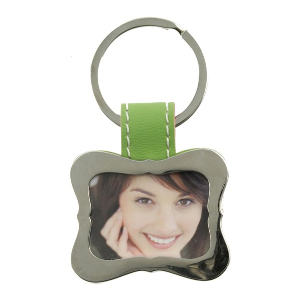 Curved Picture Frame Keyring With Faux Leather...