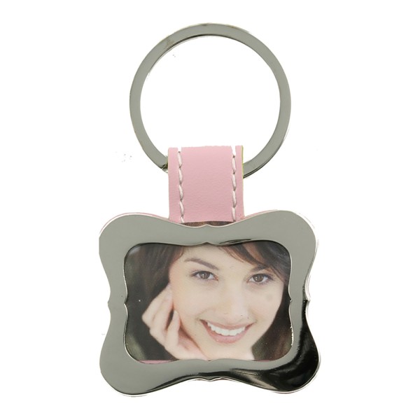 Curved Picture Frame Keyring With Faux Leather...