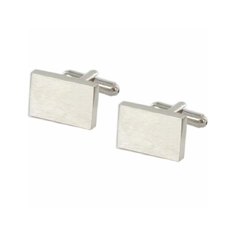 Cufflinks Plain Rectangular Brushed Chrome