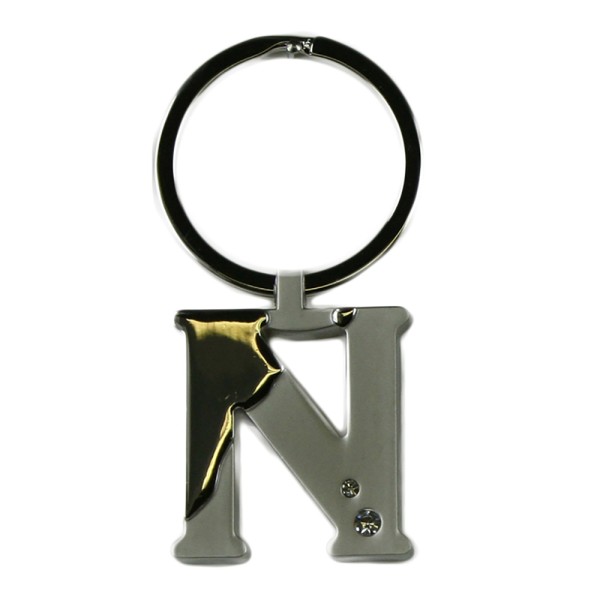 Alphabet Key Ring With Crystal Letter N
