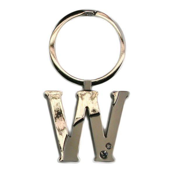 Alphabet Key Ring With Crystal Letter W