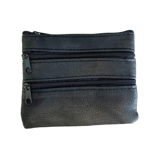 Soft Nappa Leather Purse with 4 Zips & Inner...