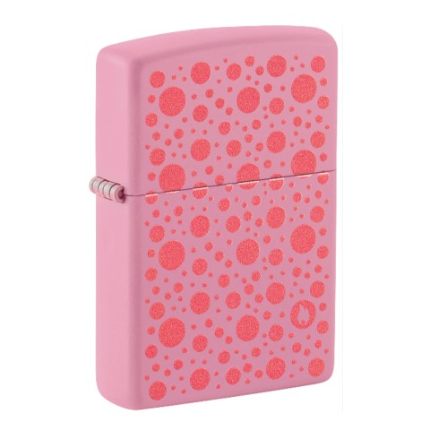Zippo Lighter Pink Matte Polka Dot Design