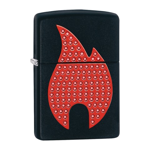Zippo Lighter Black Matte Bling Zippo Flame