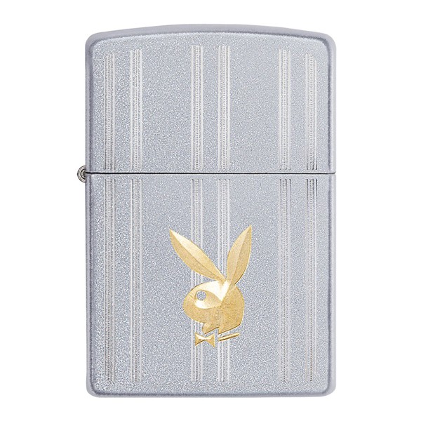 Zippo Lighter Satin Chrome Playboy Strips And...