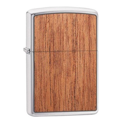 Zippo Lighter Brushed Chrome, Mahogany Woodchuck