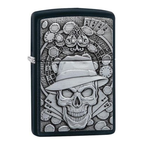 Zippo Lighter Black Matte, Skull