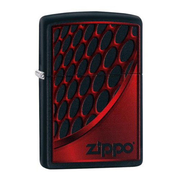 Zippo Lighter Black Matte Red with Logo