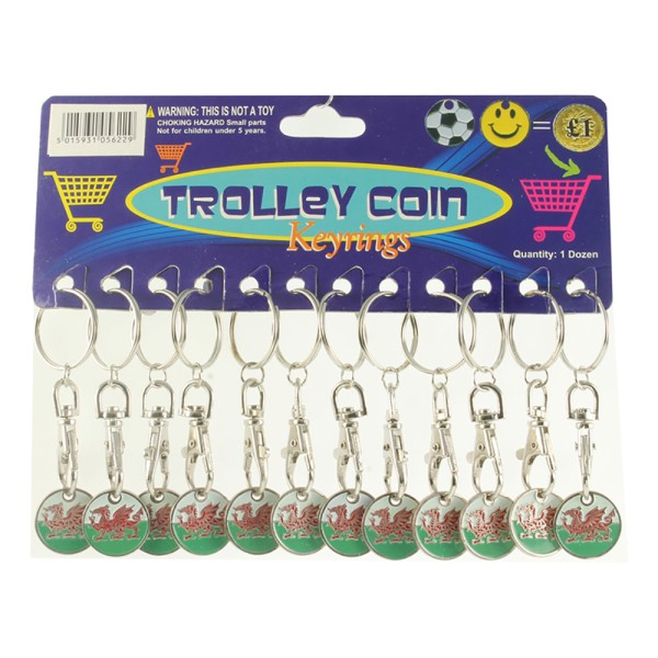 Shopping Trolley Key Ring Welsh Dragon Design