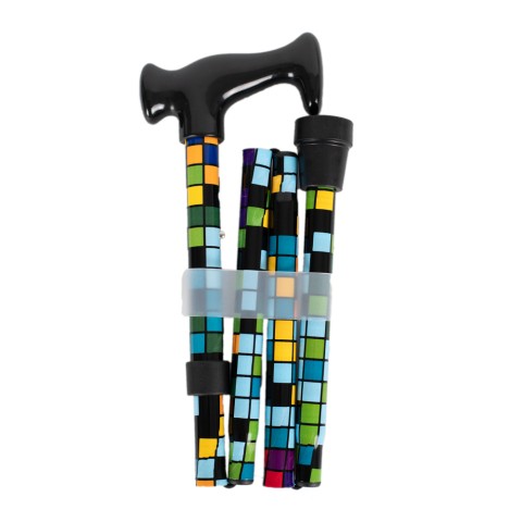 Four Fold Walking Stick Checker Multi Coloured Pattern...