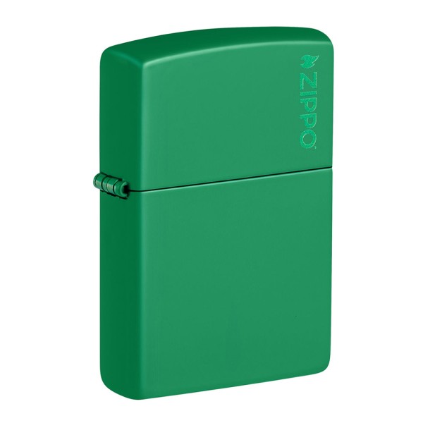 Zippo Lighter Grass Green Matte with Zippo Logo