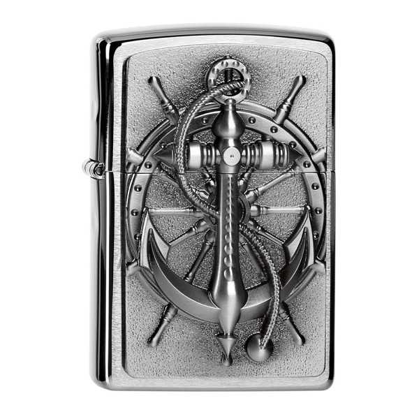Zippo Lighter Brushed Chrome Nautic Emblem 