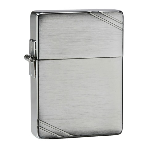 Zippo Brushed Chrome Lighter 1935 Replica With Slashes