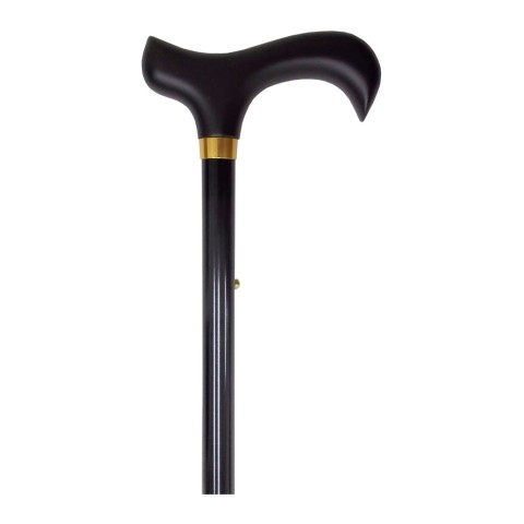 Adjustable Walking Stick Black With Black Derby Handle