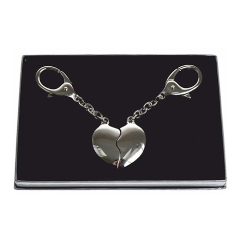 Twin Heart Key Fobs In Gift Box Including Two Key Rings...